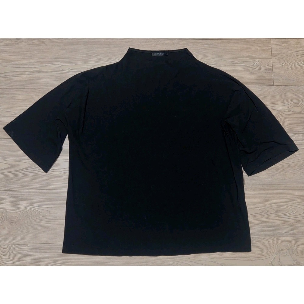Bryn Walker Top Womens 1X Black Tunic Pullover Short Sleeve High Neck Casual